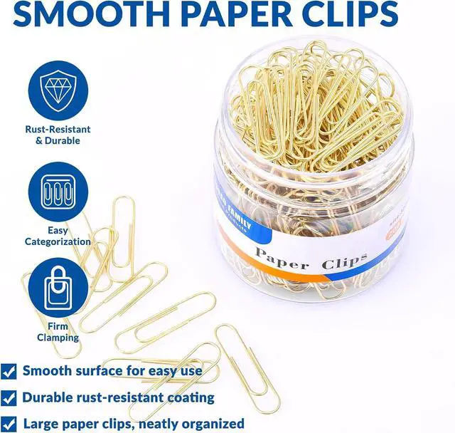 Alt view image 4 of 5 - FUDAO FAMILY Medium Paper Clips, 200-Count, Paperclips, Gold Paper Clips, 1.3 Inch (32mm) Paper Clip