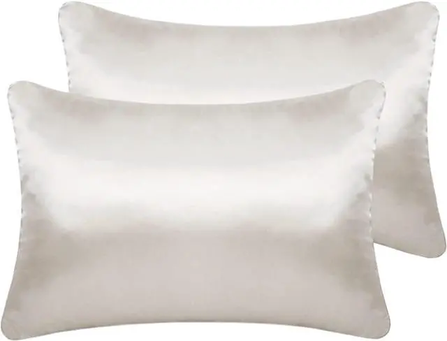 Main image of Satin Toddler Pillowcases Set of 2, 13x18 Travel Pillow Covers, Silver