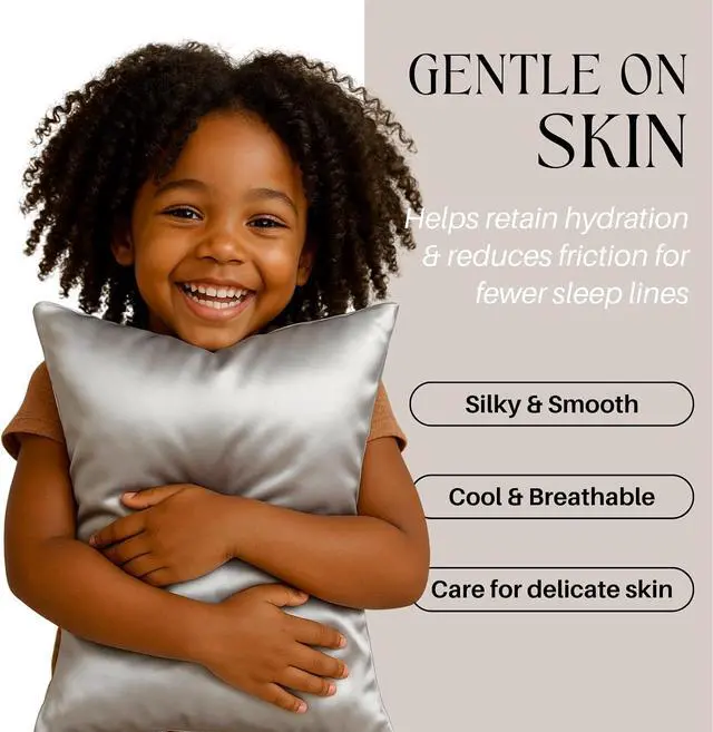Alt view image 3 of 7 - Satin Toddler Pillowcases Set of 2, 13x18 Travel Pillow Covers, Silver