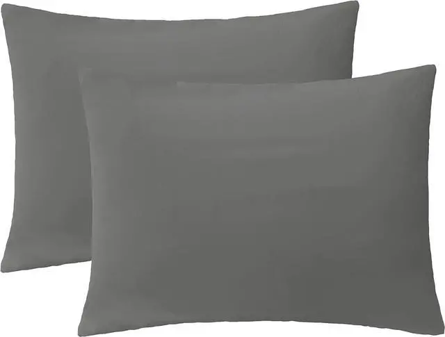Main image of iMaylex Soft Brushed Microfiber Fabric Zipper Pillowcase, Cozy and Lightweight, Easy Care, Set of 2, Dark Grey, King, 20" x 36"