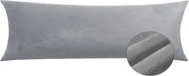 Main image of TELUS Velvet Body Pillow Cover with Zipper, Super Soft and Cozy Luxury Fuzzy Flannel Pillow Cases Cover 20x54 Inches, Luxury Long Body Pillow Pillowcase, Light Grey