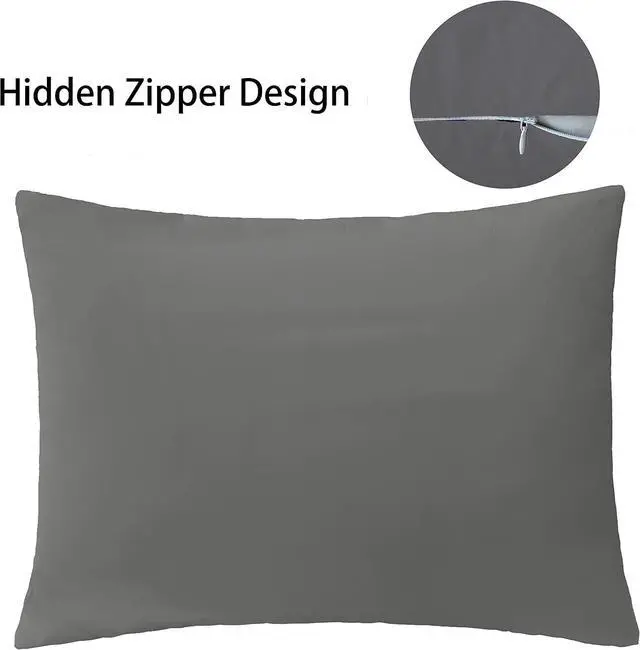 Alt view image 4 of 5 - iMaylex Soft Brushed Microfiber Fabric Zipper Pillowcase, Cozy and Lightweight, Easy Care, Set of 2, Dark Grey, King, 20" x 36"