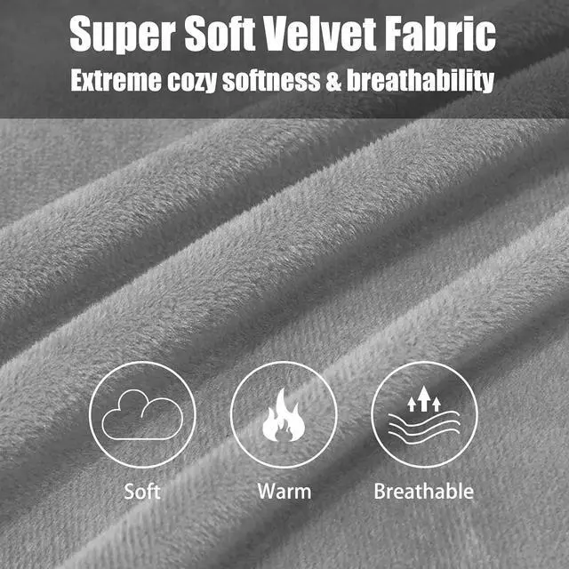 Alt view image 2 of 7 - TELUS Velvet Body Pillow Cover with Zipper, Super Soft and Cozy Luxury Fuzzy Flannel Pillow Cases Cover 20x54 Inches, Luxury Long Body Pillow Pillowcase, Light Grey