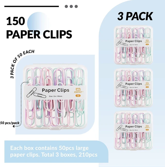 Alt view image 3 of 6 - NEEWAY Colorful Large Paper Clips, 2 Inch Jumbo Paper Clips, 150 Count, 3 Pack of 50 (Light Multicolor)