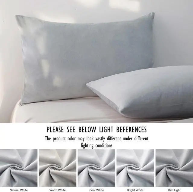 Alt view image 4 of 7 - TELUS Velvet Body Pillow Cover with Zipper, Super Soft and Cozy Luxury Fuzzy Flannel Pillow Cases Cover 20x54 Inches, Luxury Long Body Pillow Pillowcase, Light Grey