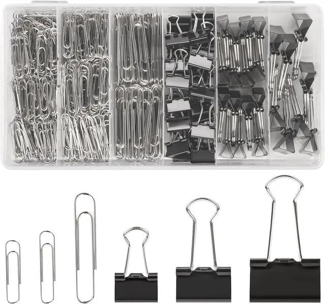 Main image of 500PCS Paper Clips and Binder Clips Assorted Sizes