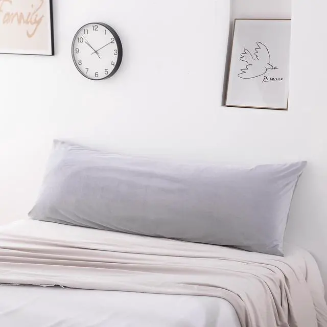 Alt view image 5 of 7 - TELUS Velvet Body Pillow Cover with Zipper, Super Soft and Cozy Luxury Fuzzy Flannel Pillow Cases Cover 20x54 Inches, Luxury Long Body Pillow Pillowcase, Light Grey