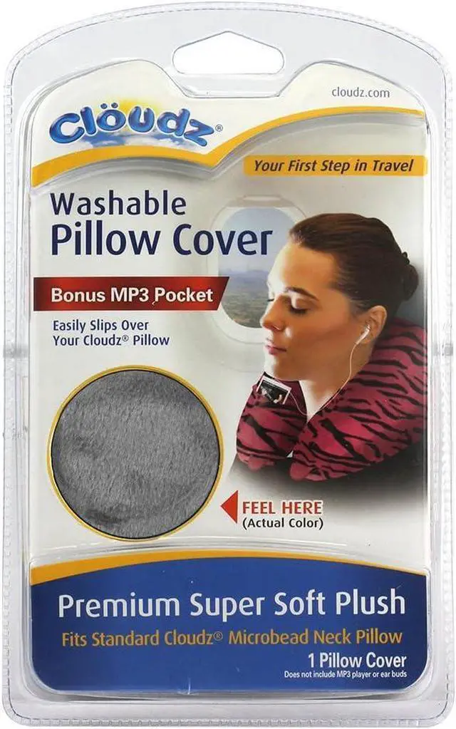 Alt view image 2 of 2 - Cloudz Washable Travel Neck Pillow Cover - Grey