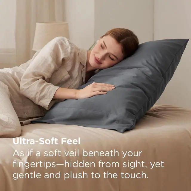 Alt view image 2 of 7 - Bedsure Pillow Cases Standard Size Set of 2 - Dark Grey Brushed Microfiber Pillowcases, Super Soft and Cozy Pillow Case Covers with Envelope Closure for Kids, Wrinkle, Fade Resistant, 20x26 Inches