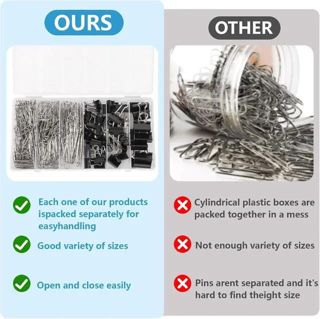 Alt view image 5 of 7 - 500PCS Paper Clips and Binder Clips Assorted Sizes