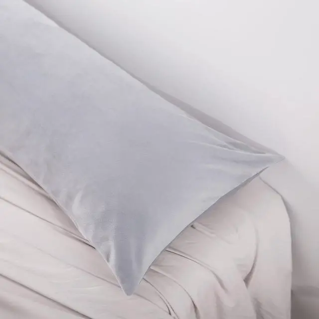Alt view image 6 of 7 - TELUS Velvet Body Pillow Cover with Zipper, Super Soft and Cozy Luxury Fuzzy Flannel Pillow Cases Cover 20x54 Inches, Luxury Long Body Pillow Pillowcase, Light Grey