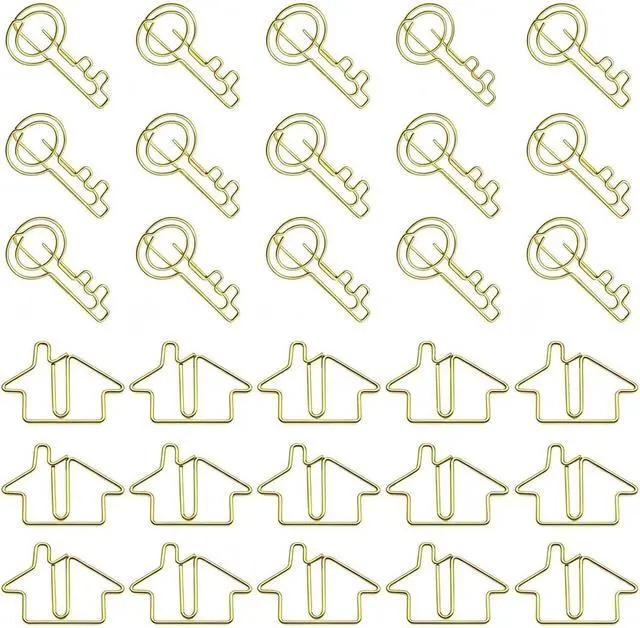 Main image of Hesena 120 Pcs House & Key Paper Clips Real Estate Agent Gift (Gold)