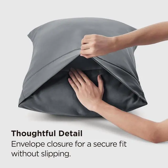 Alt view image 6 of 7 - Bedsure Pillow Cases Standard Size Set of 2 - Dark Grey Brushed Microfiber Pillowcases, Super Soft and Cozy Pillow Case Covers with Envelope Closure for Kids, Wrinkle, Fade Resistant, 20x26 Inches