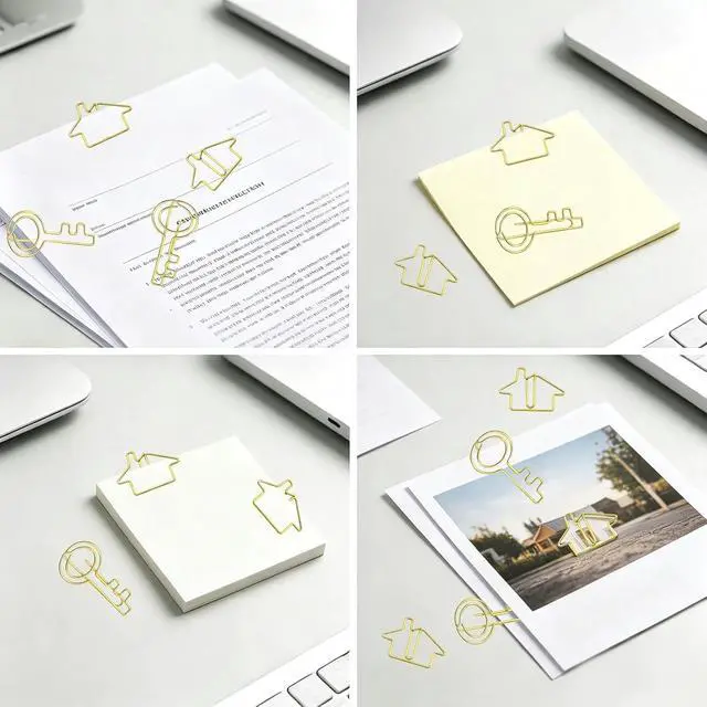 Alt view image 6 of 7 - Hesena 120 Pcs House & Key Paper Clips Real Estate Agent Gift (Gold)