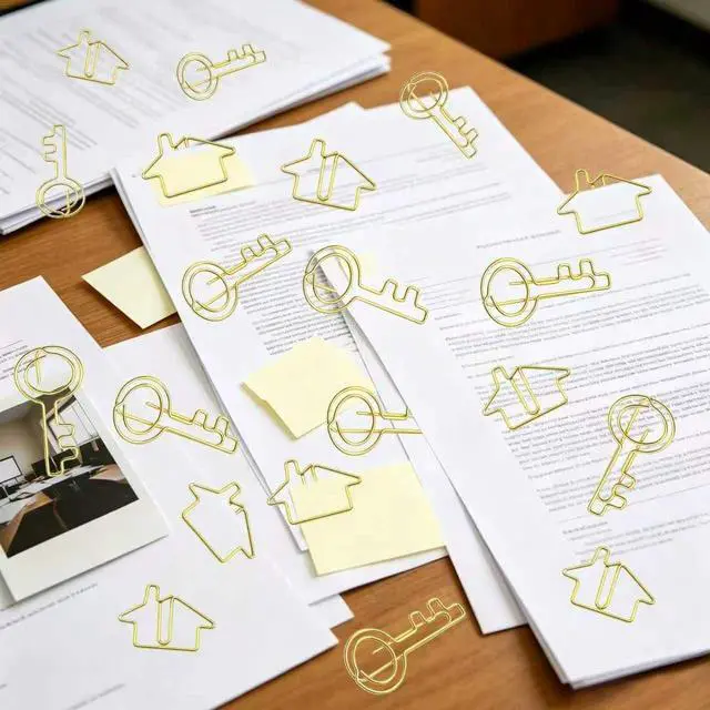 Alt view image 7 of 7 - Hesena 120 Pcs House & Key Paper Clips Real Estate Agent Gift (Gold)