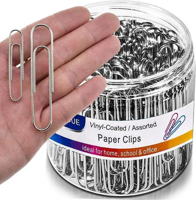 Main image of Vinaco Non Skid Silver Large Paper Clips, 100 Pcs 2", Rustproof Office Use