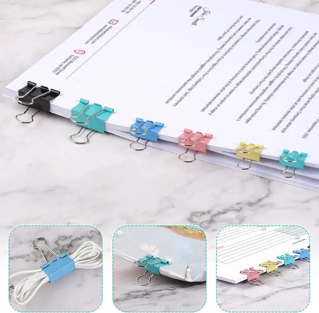 Alt view image 4 of 7 - Utron 360PCS Paperclips and Binder Clips Set, Assorted Size Clips Office Supplies in Container with Compartments, Colorful Office Paper Clips for Office and School Supplies, Document Organizing