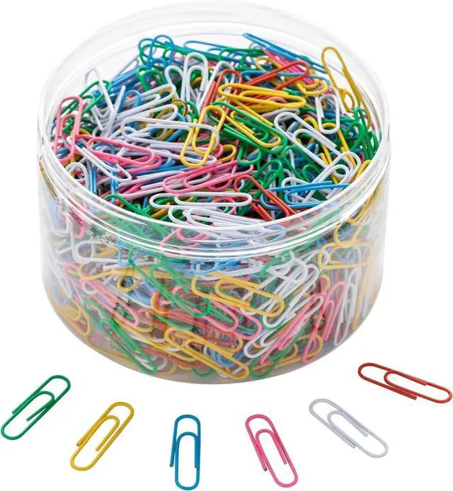 Main image of 800 PCS Paper Clips and Binder Clips Medium Size, Colored Paper Clips for Office Supplies, Colorful and Durable, Use for School Home (Multicolored, 1.3 inch)