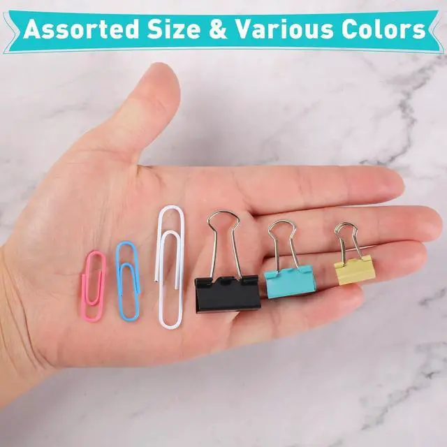 Alt view image 6 of 7 - Utron 360PCS Paperclips and Binder Clips Set, Assorted Size Clips Office Supplies in Container with Compartments, Colorful Office Paper Clips for Office and School Supplies, Document Organizing
