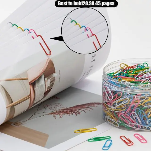 Alt view image 3 of 7 - 800 PCS Paper Clips and Binder Clips Medium Size, Colored Paper Clips for Office Supplies, Colorful and Durable, Use for School Home (Multicolored, 1.3 inch)