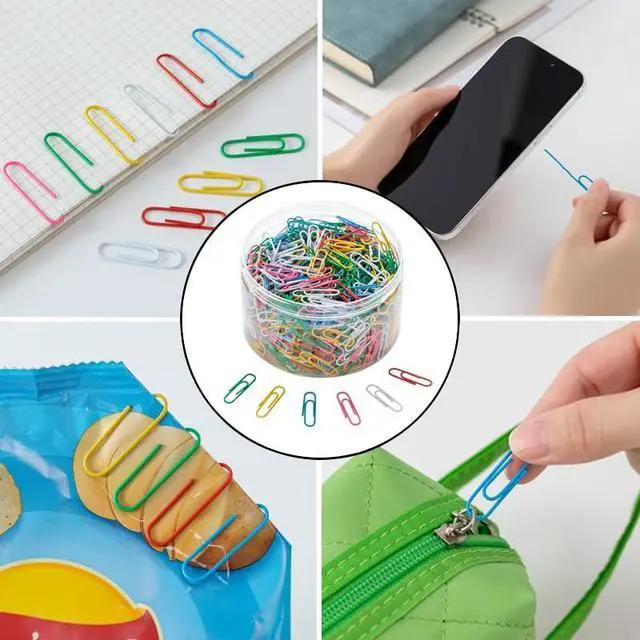 Alt view image 4 of 7 - 800 PCS Paper Clips and Binder Clips Medium Size, Colored Paper Clips for Office Supplies, Colorful and Durable, Use for School Home (Multicolored, 1.3 inch)