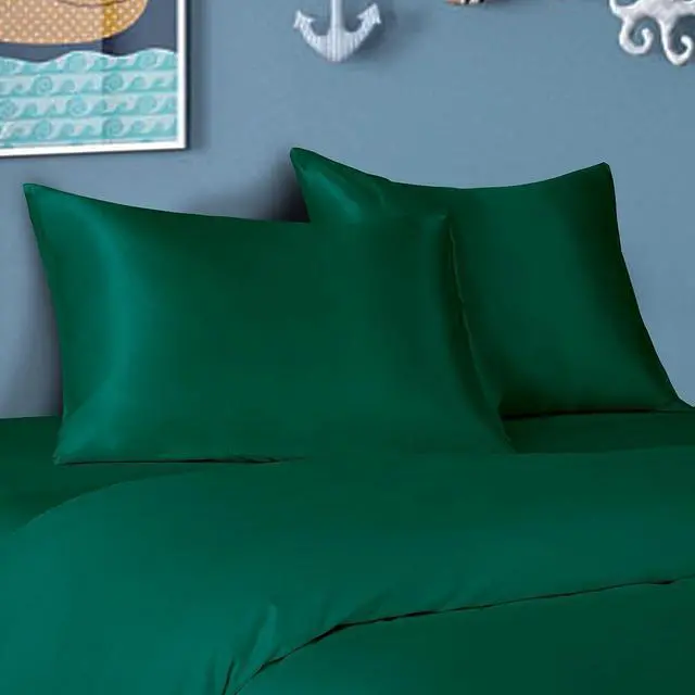 Alt view image 3 of 7 - BEDSUM 2 Pack Silk Satin Toddler Pillowcases, Luxury Silky Travel Envelope Closure Pillow Cases for Baby Boys and Girls, 14x20 Inches, Dark Green