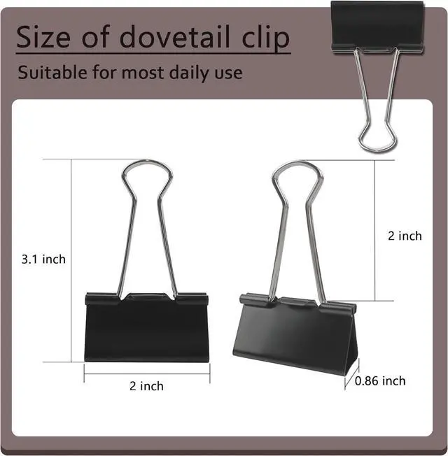 Alt view image 3 of 7 - DSTELIN Extra Large Binder Clips, 2-Inch, 15 Pack (51mm Width) - Big Paper Clamps with 0.8-Inch (20mm) Capacity, Black, Ideal for Office Supplies.