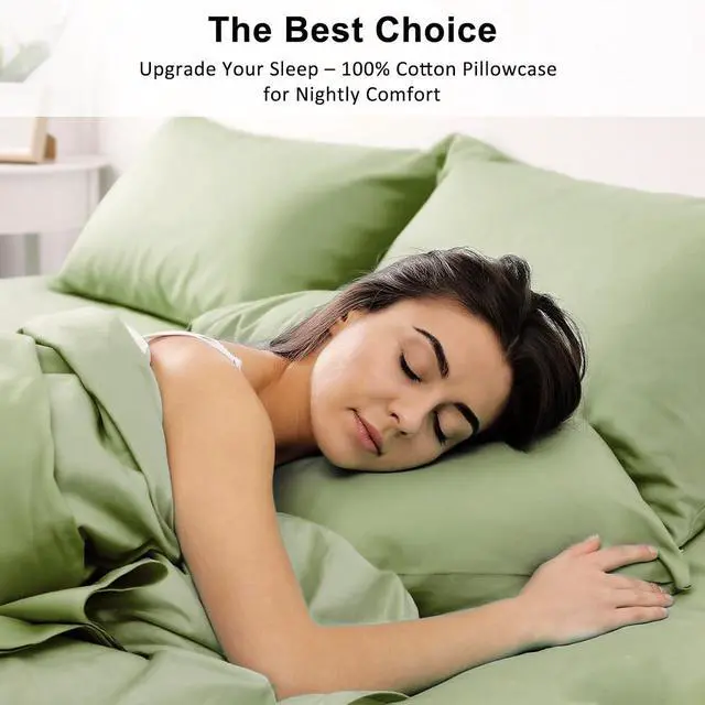 Alt view image 3 of 5 - Lirex Standard Pillow Cases Set of 2, 300 Thread Count 100% Cotton Pillow Covers, Breathable and Soft, Standard (20" x 26"), Green