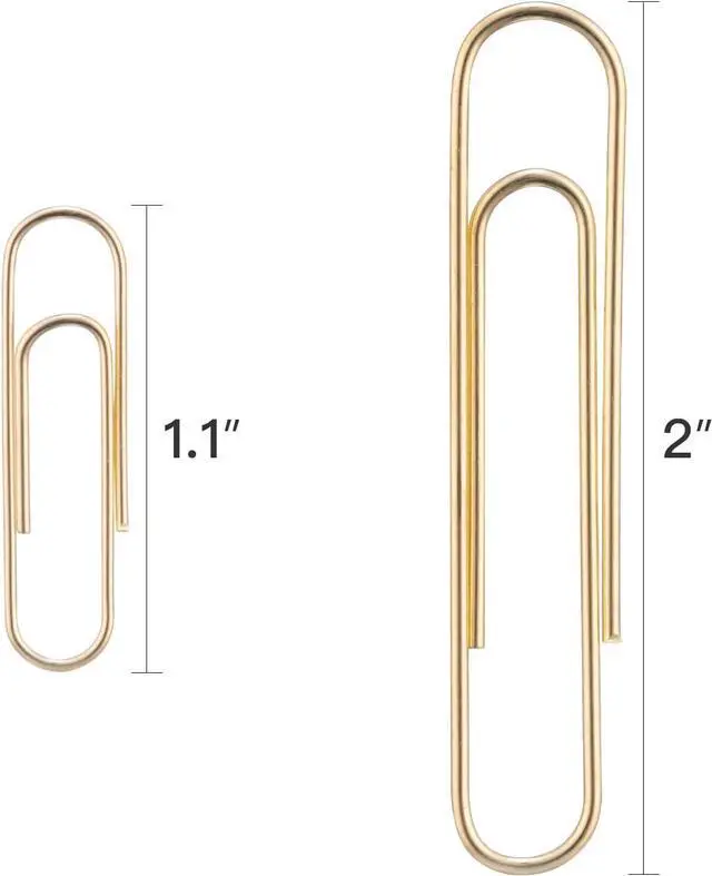 Alt view image 2 of 6 - Paper Clips Assorted Sizes, Large PaperClips, Small PaperClips, Paper Clip, 300 Gold Paper Clips, (3 Boxes of 100 Each)