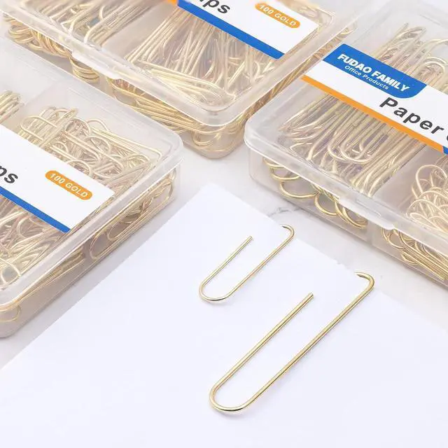 Alt view image 5 of 6 - Paper Clips Assorted Sizes, Large PaperClips, Small PaperClips, Paper Clip, 300 Gold Paper Clips, (3 Boxes of 100 Each)