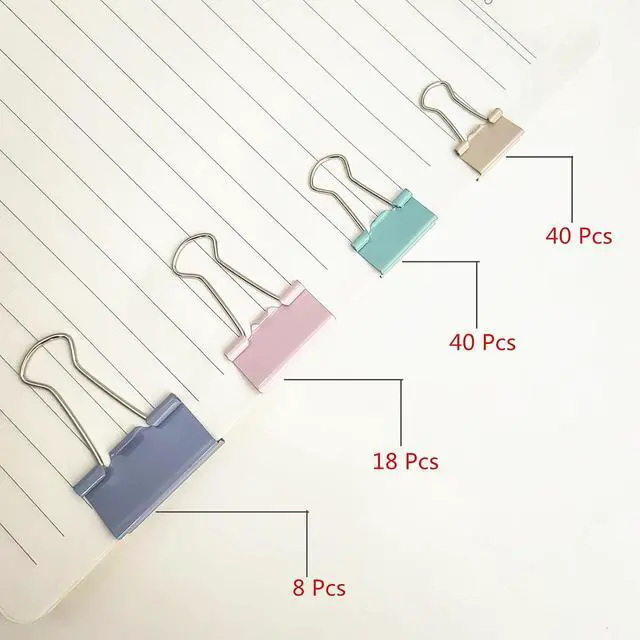 Alt view image 3 of 7 - Assorted Sizes Binder Clips Paper Clamps 106 Pcs Large,Medium,Small,X Small,Colored Paper Clips Office Supplies