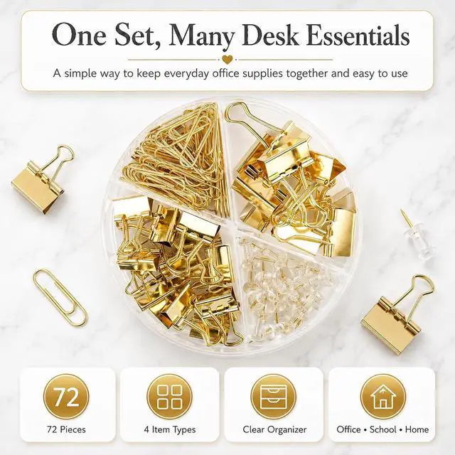 Alt view image 2 of 7 - Paper Clips Binder Push Pin Set, Assorted Sized Binder Clips