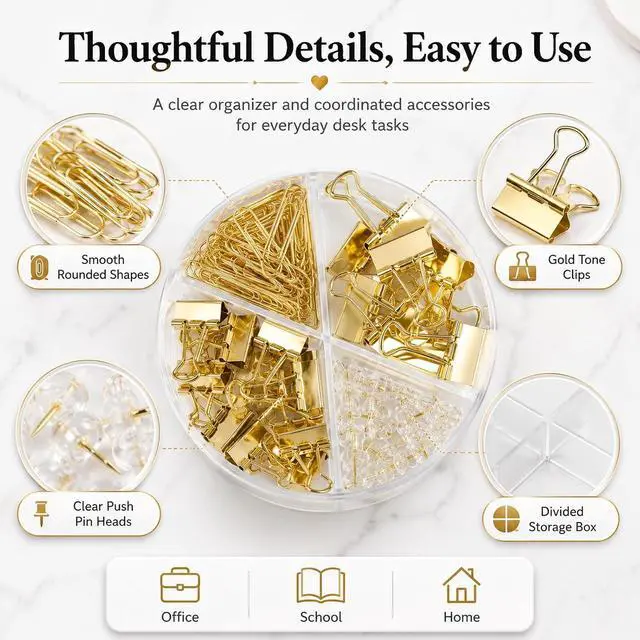 Alt view image 5 of 7 - Paper Clips Binder Push Pin Set, Assorted Sized Binder Clips