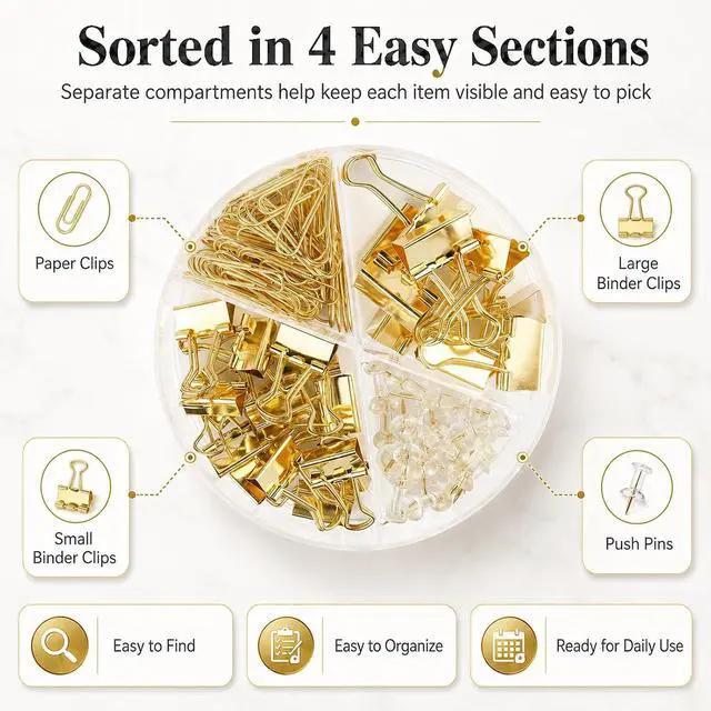 Alt view image 7 of 7 - Paper Clips Binder Push Pin Set, Assorted Sized Binder Clips