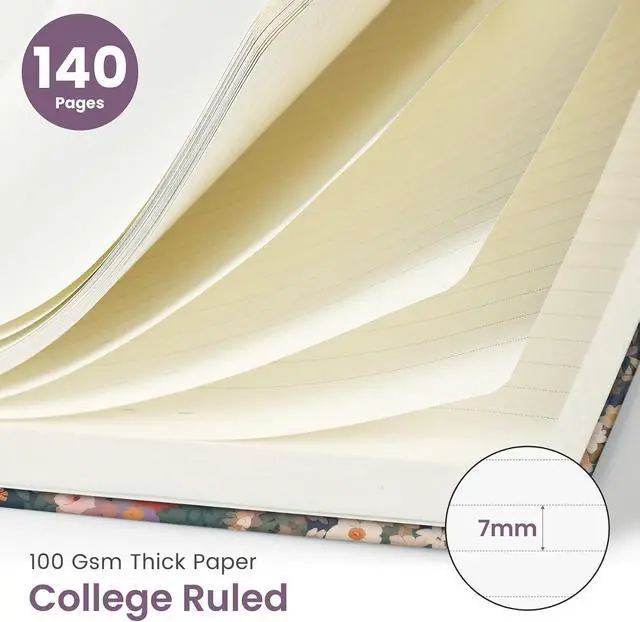 Alt view image 2 of 7 - Taja Pretty Spiral Journal for Women, Lined Hardcover Notebook, 6" x 8"