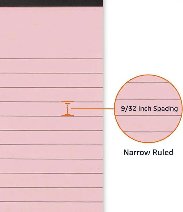 Alt view image 3 of 6 - Amazon Basics Narrow Ruled Writing Pads, Perforated, 5" x 8", Multicolor, 6-Pack of 50 Sheets