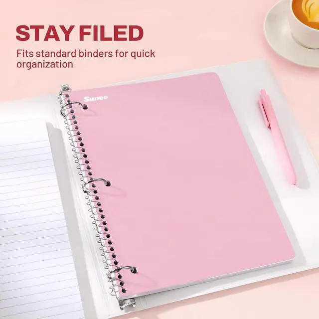 Alt view image 3 of 7 - SUNEE Spiral Notebooks, 3 Pack, 1-Subject, College Ruled Paper, 8" x 10-1/2", 70 Sheets per Notebook, Assorted Pastel Colors Spiral Notebooks for School