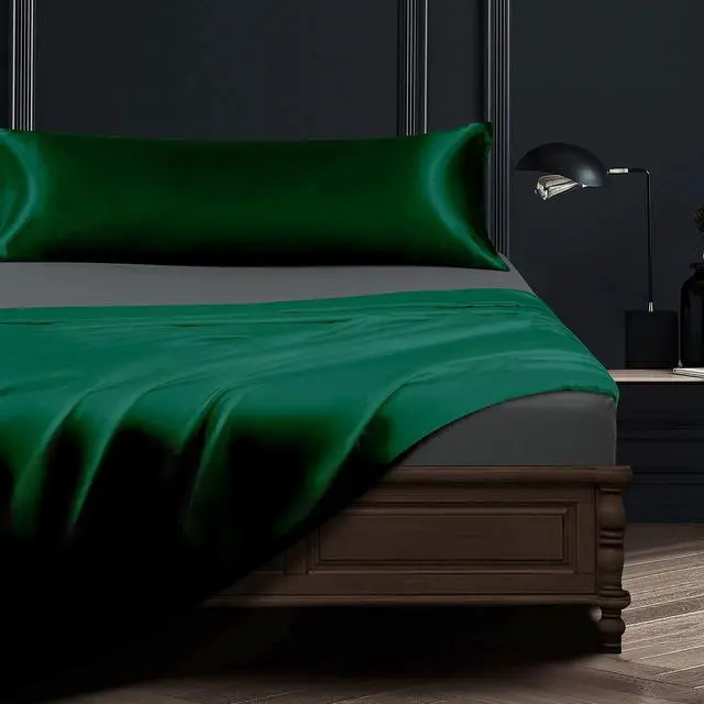 Alt view image 3 of 7 - BEDSUM Body Silky Satin Pillowcase - 1-Pack, 20x54, Dark Green
