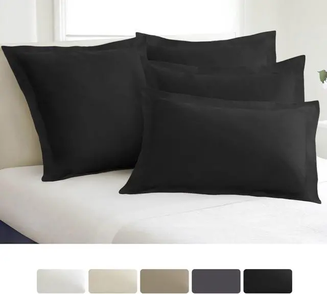 Alt view image 3 of 4 - Todays Home Pillow Shams Soft Microfiber Tailored Classic Styling, Standard, Black (2 Pack)