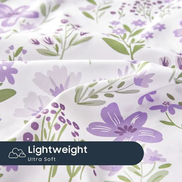 Alt view image 5 of 5 - Wake In Cloud - Floral Pillow Cases, Botanical Flower Coquette Cottagecore Shabby Chic Aesthetic, Set of 2 Soft Pillowcases Pillow Shams Covers, Purple White, Standard Size 20x26 Inches