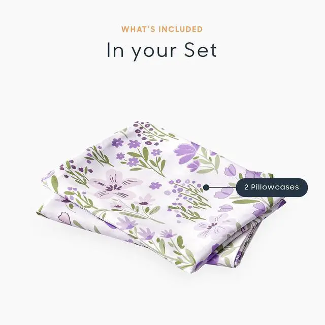 Alt view image 4 of 5 - Wake In Cloud - Floral Pillow Cases, Botanical Flower Coquette Cottagecore Shabby Chic Aesthetic, Set of 2 Soft Pillowcases Pillow Shams Covers, Purple White, Standard Size 20x26 Inches