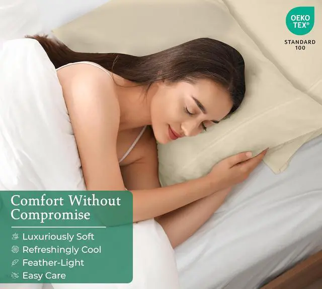 Alt view image 3 of 7 - Royale Linens King Pillowcase Set of 2 - Bed Pillow Cover - 20" x 40" -Sand Pillowcases - 1800 Brushed Microfiber, Wrinkle & Fade Resistant - Soft & Cozy- King Size Pillow Case (Sand)