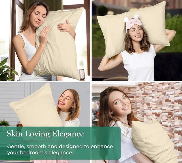 Alt view image 4 of 7 - Royale Linens King Pillowcase Set of 2 - Bed Pillow Cover - 20" x 40" -Sand Pillowcases - 1800 Brushed Microfiber, Wrinkle & Fade Resistant - Soft & Cozy- King Size Pillow Case (Sand)