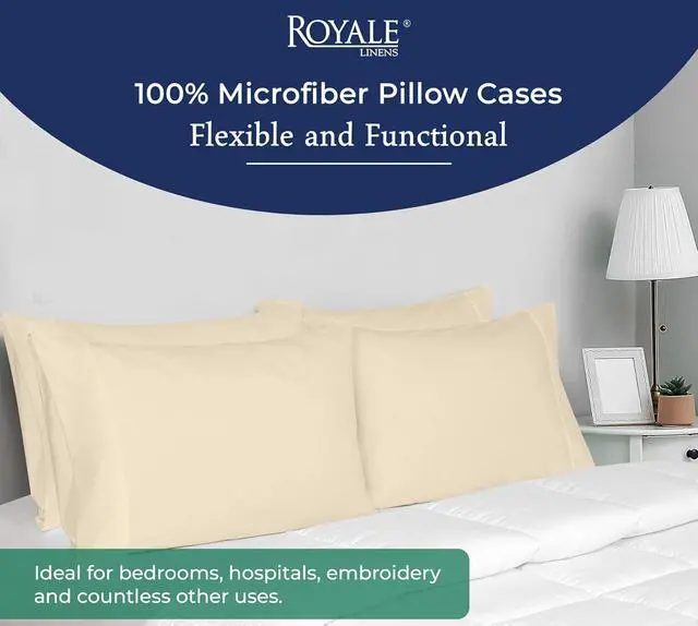 Alt view image 6 of 7 - Royale Linens King Pillowcase Set of 2 - Bed Pillow Cover - 20" x 40" -Sand Pillowcases - 1800 Brushed Microfiber, Wrinkle & Fade Resistant - Soft & Cozy- King Size Pillow Case (Sand)