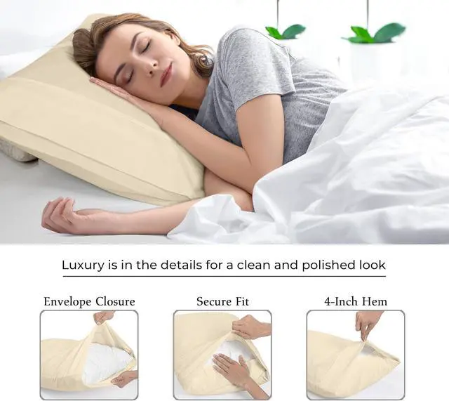 Alt view image 7 of 7 - Royale Linens King Pillowcase Set of 2 - Bed Pillow Cover - 20" x 40" -Sand Pillowcases - 1800 Brushed Microfiber, Wrinkle & Fade Resistant - Soft & Cozy- King Size Pillow Case (Sand)