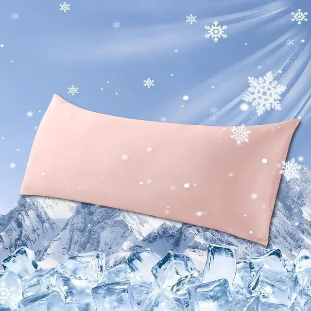 Main image of WhatsBedding Cooling Body Pillow Cover, Zipper Closure, Pink, 20x54