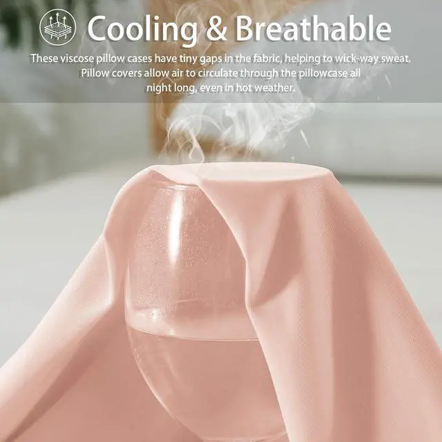Alt view image 3 of 6 - WhatsBedding Cooling Body Pillow Cover, Zipper Closure, Pink, 20x54