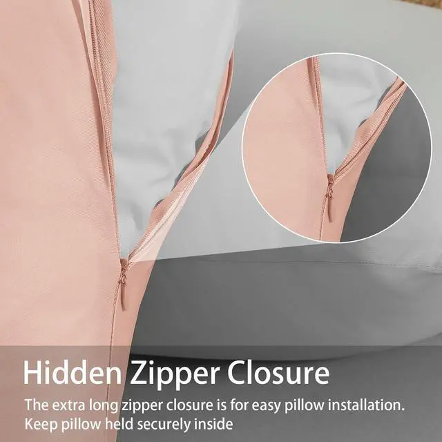 Alt view image 5 of 6 - WhatsBedding Cooling Body Pillow Cover, Zipper Closure, Pink, 20x54
