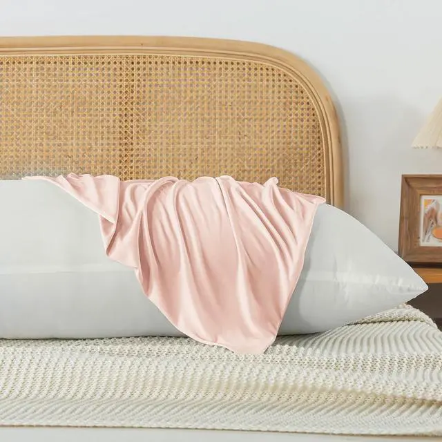 Alt view image 6 of 6 - WhatsBedding Cooling Body Pillow Cover, Zipper Closure, Pink, 20x54