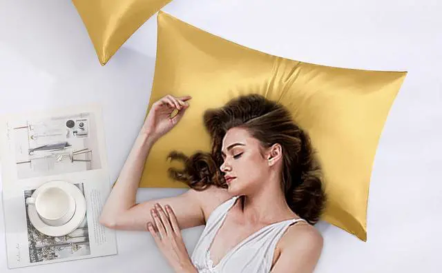 Alt view image 4 of 7 - Gold Satin Pillowcase, Similar to Silk Pillow Cases 20x26 inches